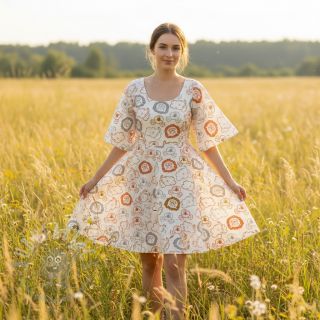 Bawełniana tkanina Safari animals ecru