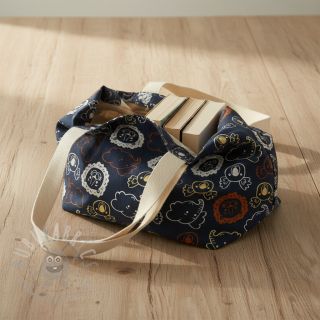 Bawełniana tkanina Safari animals navy