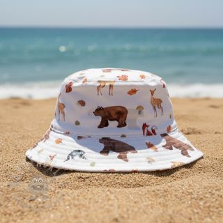 Bawełniana tkanina Animals in the wood white digital print