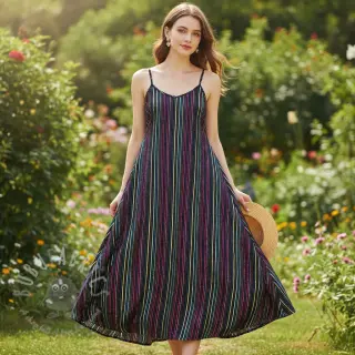 Bawełniana tkanina LUREX stripes navy