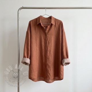 Bawełniana tkanina z lnem kasztanowa