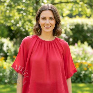 Bawełniana tkanina z lnem marlboro czerwona