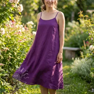 Bawełniana tkanina z lnem purple
