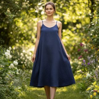 Bawełniana tkanina z lnem marine