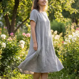 Bawełniana tkanina z lnem grey