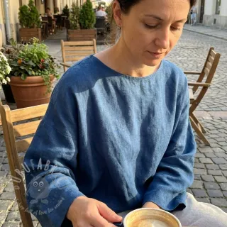 Bawełniana tkanina z lnem jeans