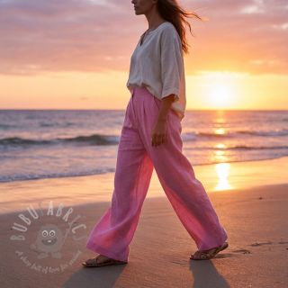 Bawełniana tkanina z lnem dark pink