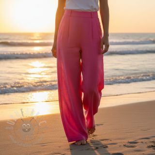 Bawełniana tkanina z lnem fuchsia