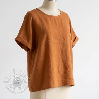 Bawełniana tkanina z lnem cognac