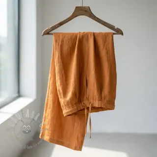 Bawełniana tkanina z lnem cognac