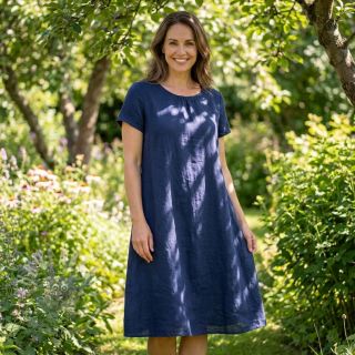 Bawełniana tkanina z lnem dark blue