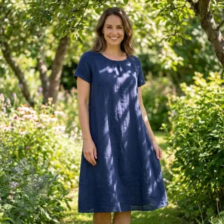 Bawełniana tkanina z lnem dark blue