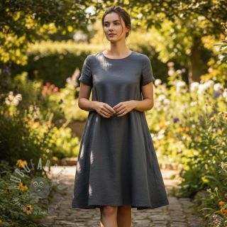 Bawełniana tkanina z lnem dark grey