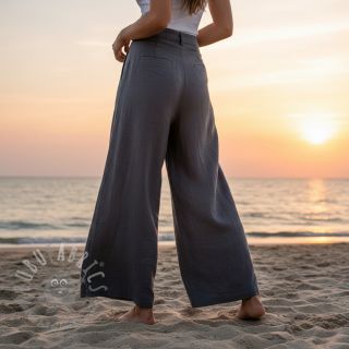 Bawełniana tkanina z lnem dark grey