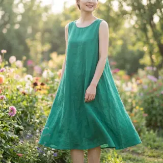 Bawełniana tkanina z lnem apple green