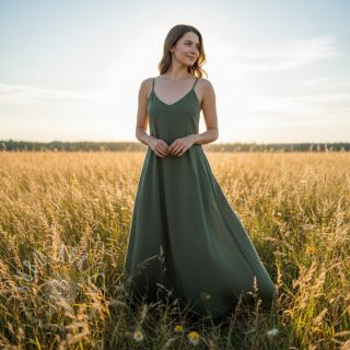 Bawełniana tkanina z lnem army