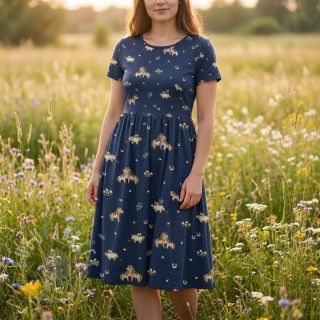 Bawełniana tkanina Ponny navy digital print