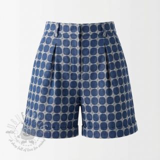 Bawełniana tkanina JEANS Circles dark blue