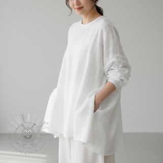 Bawełniana tkanina EMBROIDERY DOBBY Square white