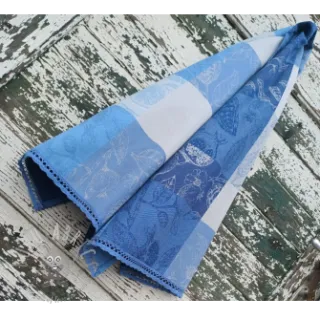 Tkanina dekoracyjna FRENCH TABLE CLOTH JACQUARD Cabosse allover indigo