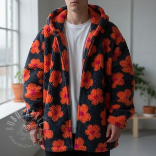 Tkanina płaszczowa TEDDY JACQUARD Flowers navy