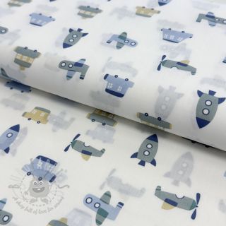 Bawełniana tkanina Vehicles white