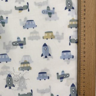 Bawełniana tkanina Vehicles white