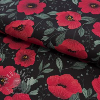 Bawełniana tkanina Poppy black digital print
