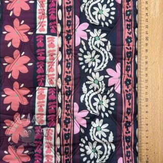 Bawełniana tkanina VOILE STEPPED Daria flower aubergine digital print