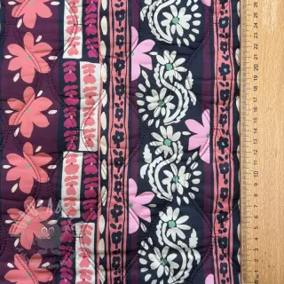 Bawełniana tkanina VOILE STEPPED Daria flower aubergine digital print