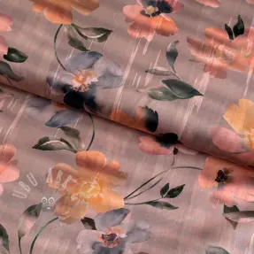 Bawełniana tkanina SATIN Penny flower peach digital print