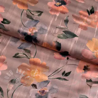 Bawełniana tkanina SATIN Penny flower peach digital print