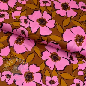 Bawełniana tkanina SATIN Flower Kala caramel