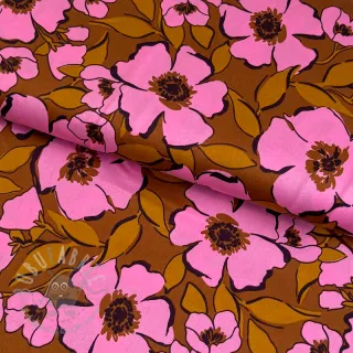 Bawełniana tkanina SATIN Flower Kala caramel