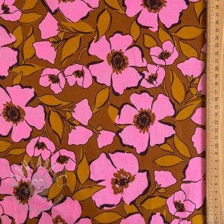 Bawełniana tkanina SATIN Flower Kala caramel