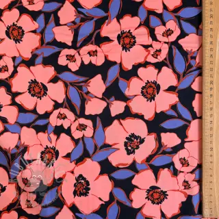 Bawełniana tkanina SATIN Flower Kala navy