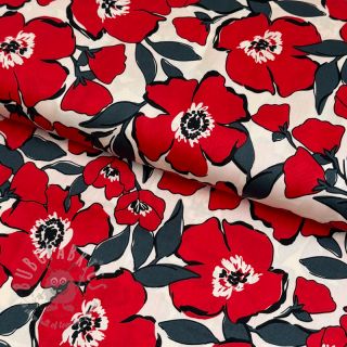 Bawełniana tkanina SATIN Flower Kala offwhite