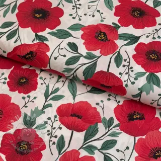 Bawełniana tkanina Poppy offwhite digital print