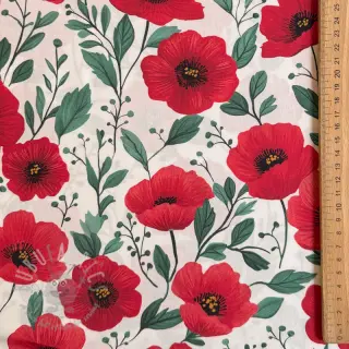 Bawełniana tkanina Poppy offwhite digital print