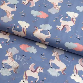 Bawełniana tkanina Unicorns love blue