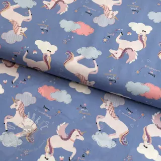 Bawełniana tkanina Unicorns love blue