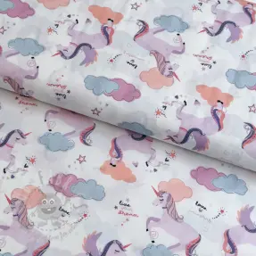 Bawełniana tkanina Unicorns love white