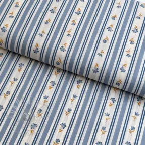 Bawełniana tkanina Fine flowers STRIPE blue