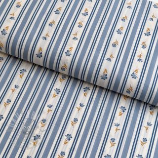 Bawełniana tkanina Fine flowers STRIPE blue
