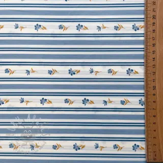 Bawełniana tkanina Fine flowers STRIPE blue