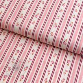Bawełniana tkanina Fine flowers STRIPE pink