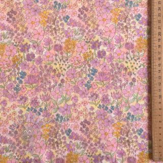 Bawełniana tkanina VOILE Small hayppy flowers digital print