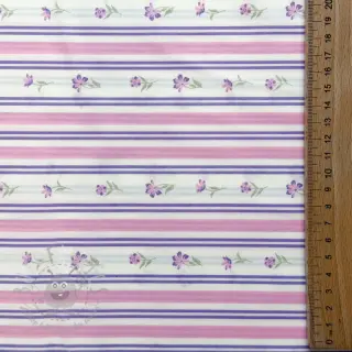 Bawełniana tkanina Fine flowers STRIPE purple