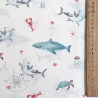 Bawełniana tkanina Sea life offwhite digital print
