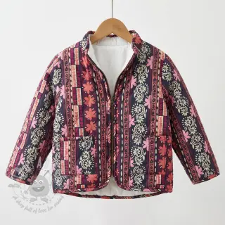 Bawełniana tkanina VOILE STEPPED Daria flower aubergine digital print